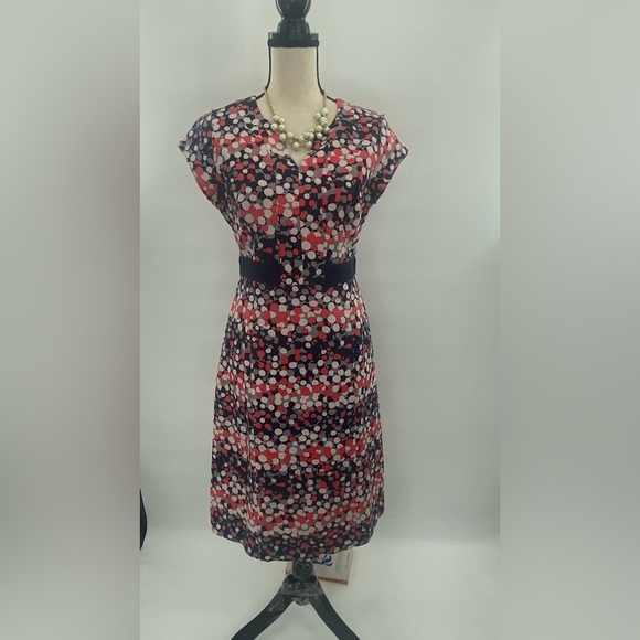 Boden blue red white dot textured dot Career Dress size 8 long - Picture 9 of 14